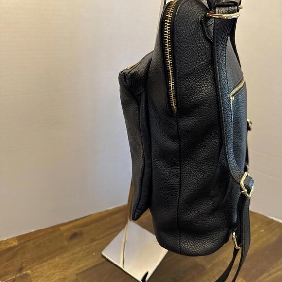 Vera Pelle Unica! Firenze Black Pebbled Leather Backpack Made In Italy - Picture 7 of 9